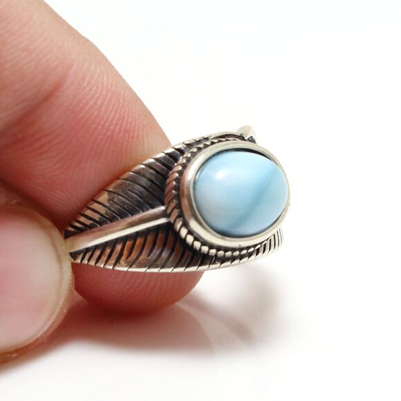 LARIMAR RING, 925 Sterling Silver Gemstone Ring, Exquisite Larimar Ring - Picture 3 of 9